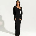 Valentina – Elegant One-Shoulder Black Maxi Dress